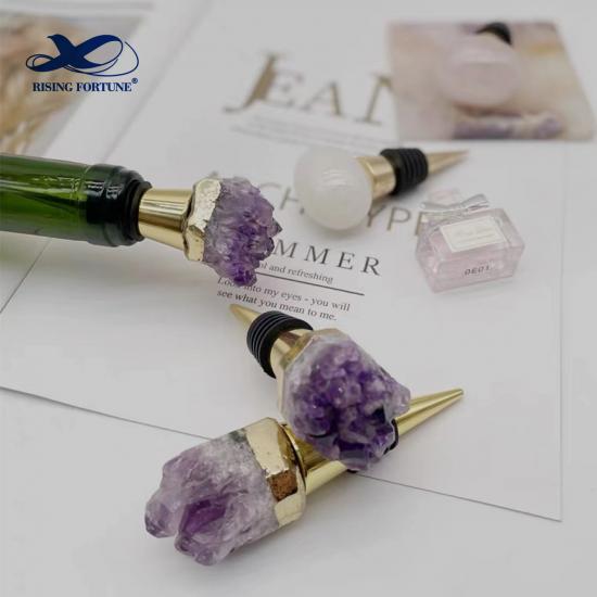 Gold or Silver Agate Crystal Wine Bottle Stopper  Factory