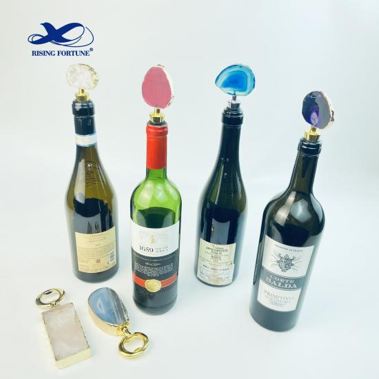 Gold or Silver Agate Crystal Wine Bottle Stopper  Factory