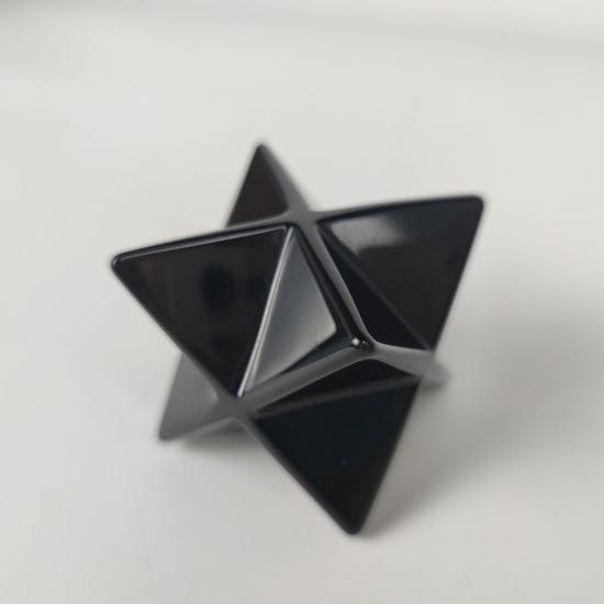 Bacatgem Natural Black Obsidian Merkaba Hexagonal Star