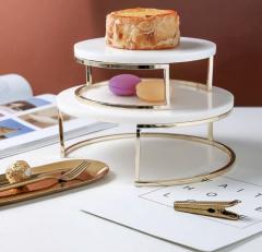 2-Tier Round Serving Marble Cake Stand