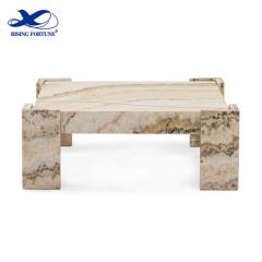 White or Black Marble Coffee Table with White Veining