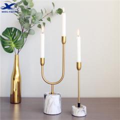 Nordic White Marble Gold Candlestick Holder of 3