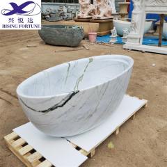 Stock Freestanding Bathroom Carrara Solid Marble Stone Bathtub