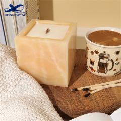 Xmas Luxury White Onyx Stone Square Empty Candle Holder