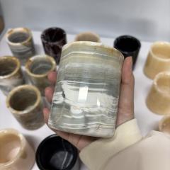 RF-Luxury Natural Marble Candle Jar Premium Scented White Onyx Candle Holder for Elegant Home Decor Real Marble Onyx