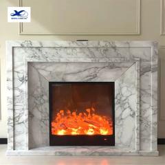 RF Custom Design Interior Black Natural Stone Luxury Calacatta Viola Marble Fireplace Mantel Surround