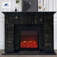 RF Luxury Style Natural Beige Marble Insert Fireplace Indoor Fancy Big Stone Application for Villas