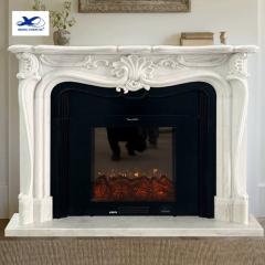 French Style England Decor Nature White Marble Fireplace Surround Insert Indoor Designer Stone Mantel for Villa Application