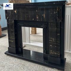 RF Luxury Style Natural Beige Marble Insert Fireplace Indoor Fancy Big Stone Application for Villas