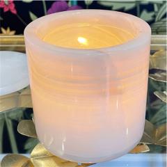 Home Decor Luxury Natural Stone Candle Vessels With Lid
