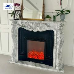 RF Modern Design White Limestone Natural Stone Fireplace Surround Mental for Inner Decoration