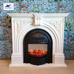 RF Indoor Decoration Fireplace Modern Stone Carving Marble Fireplace Surround Home Italy Silver Travertine Fireplace Mantel