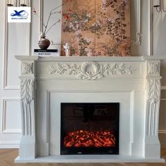 RF Italy Arabescato White Freestanding Natural Marble Fireplace Mantel for Home Villa Living Bedroom Interior Decoration
