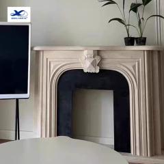 Modern Acanthus Decor Stone Fireplace Mantel Arabescato Marble for Bedroom Unique Freestanding Installation Warmth Bedro