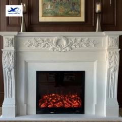 RF Italy Arabescato White Freestanding Natural Marble Fireplace Mantel for Home Villa Living Bedroom Interior Decoration