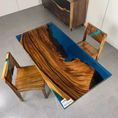 Wholesale Modern Customized River Resin Epoxy Solid Wood Restaurant Dining Table