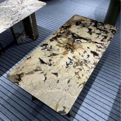 Modern Luxury Dining Table With Stainless Steel Base Natural Marble Top