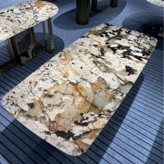 Modern Style Marble Dining Table Metal Base
