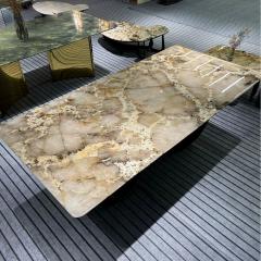 Modern Style Marble Dining Table Metal Base