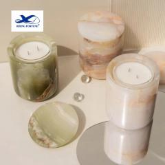 RF-Customized Factory Wholesale 10 oz Onyx Candle Vessel Supplies Scented Candle Jars with Candle Refill