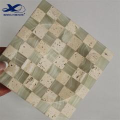 35x16x2.5CM Natural Beige Tavertine Stone with Green Onyx Jewelry Tray