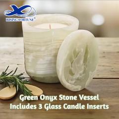 Natural Onyx Marble Aromatherapy Scented Round Candle Jar With Lid