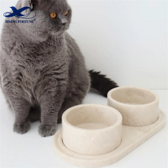 beige marble pet bowls
