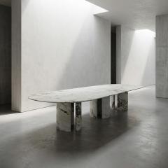 Oval marble dining table