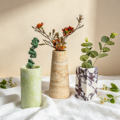 RF-Natural Marble & Onyx Flower Vase | Luxury Home Tabletop Decor