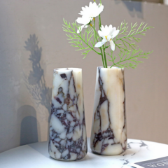 RF-Calacatta Viola Marble Vase | Tapered Luxury Stone Flower Vase