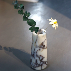 RF-Calacatta Viola Marble Vase | Tapered Luxury Stone Flower Vase