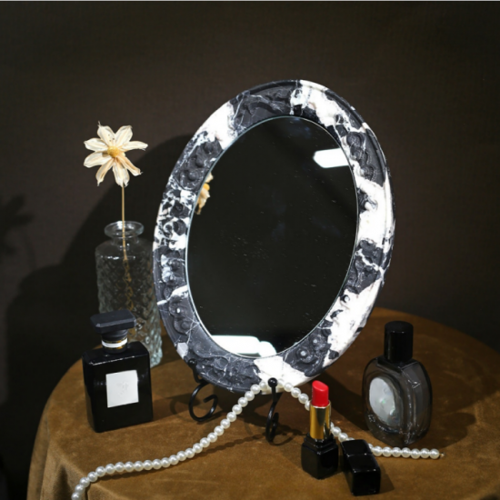RF-Natural Onyx LED Vanity Mirror | Marble Makeup Mirror for Airbnb Bathroom