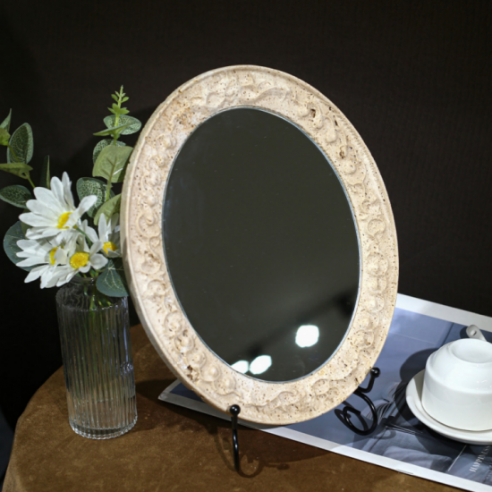 RF-Natural Onyx LED Vanity Mirror | Marble Makeup Mirror for Airbnb Bathroom