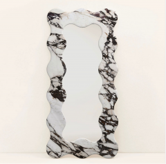 RF-Scalloped Wavy Marble Full Body Mirror, Luxury Standing Floor Dressing Mirror for Villa Showroom