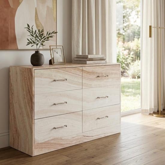 RF Modern Marble Top Chest of Drawers Solid Wood Storage Cabinet Home Furniture