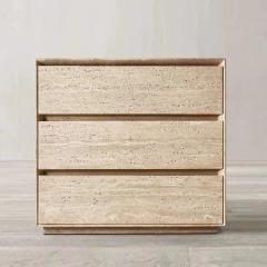 RF Natural Travertine Stackable Desktop Drawer Organizer | Hand Carved Marble Stone Storage Cabinet