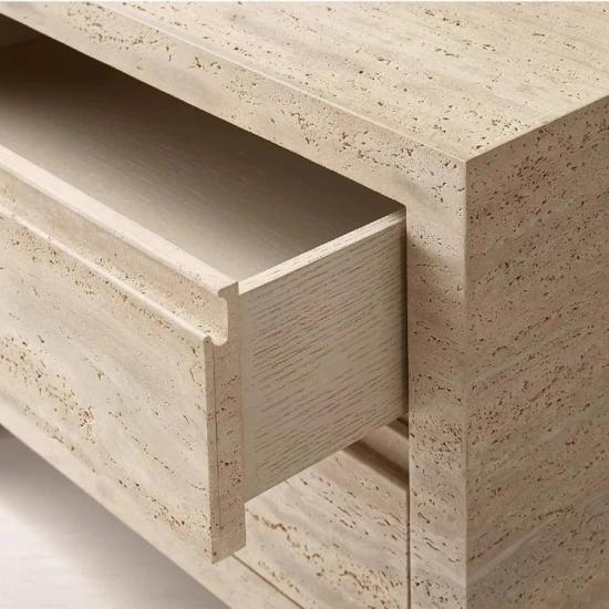 RF Natural Travertine Stackable Desktop Drawer Organizer | Hand Carved Marble Stone Storage Cabinet