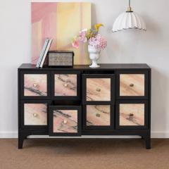 RF Vintage Solid Wood Chest of Drawers | Natural Pink Marble Inlay Side Cabinet