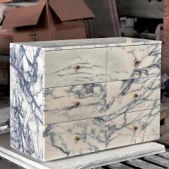 RF Modern Luxury Arabescato Viola Marble 6 Drawer Chest of Drawers | Full Marble Dresser Cabinet