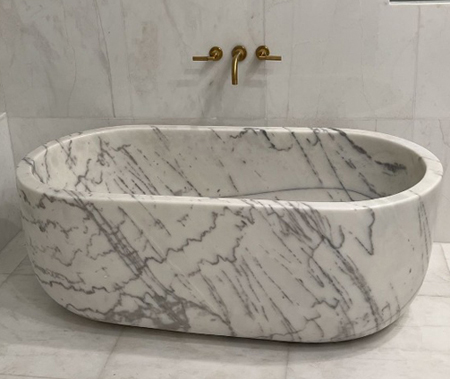 White marble bathtub shared from USA customer