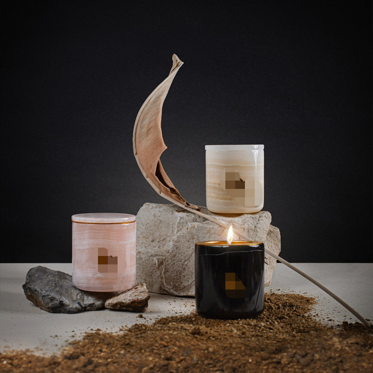 Marble and Onyx Candle Jars With Metal Refill Shared from Alex